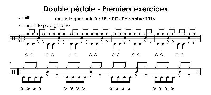 Double pédale - Premiers exercices